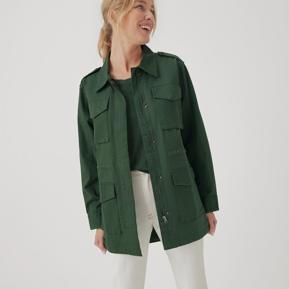 NWT pact Woven Twill Safari Jacket in Hunter Green - Small - Picture 5 of 9